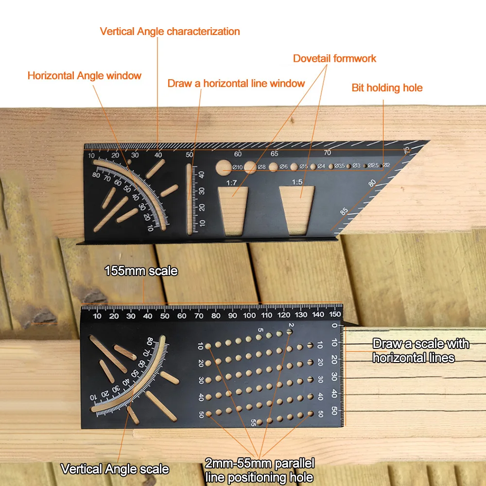 Угловая линейка транспортир Т образного трехмерного соединения ласточкиного