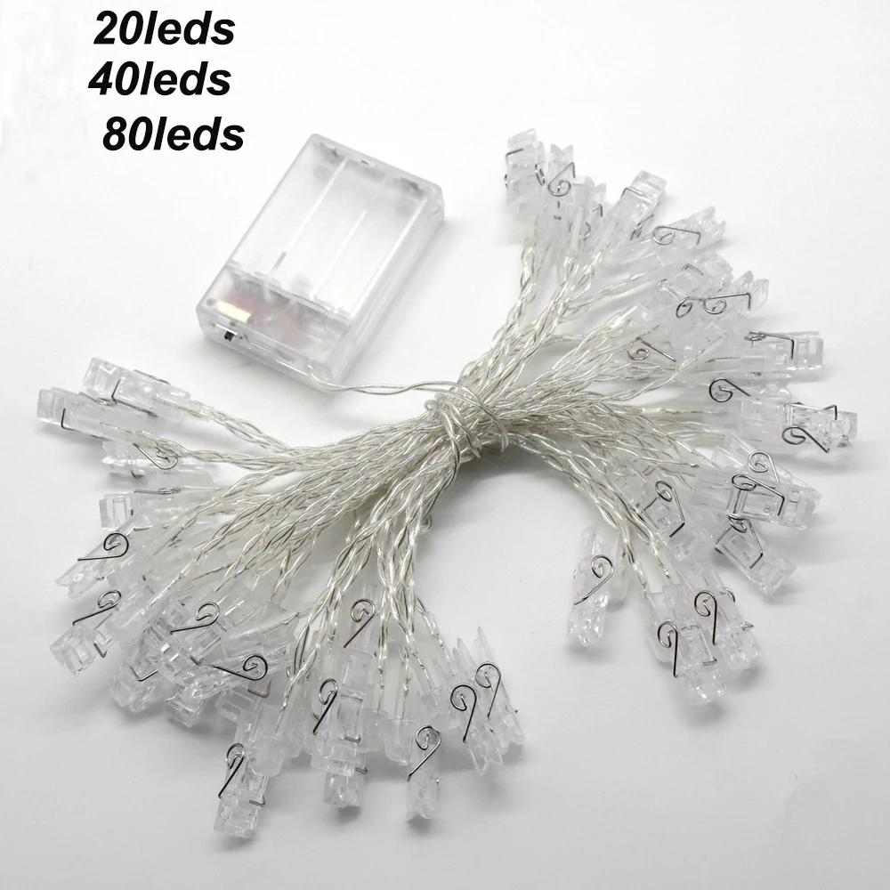 10 20 40 светодиодная гирлянда с зажимом для карты сказочные огни на батарейках