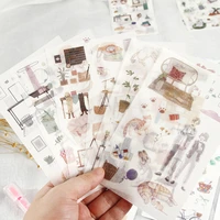 6 pcslot love cat series decorative washi stickers set scrapbooking stick label diary stationery album sticker