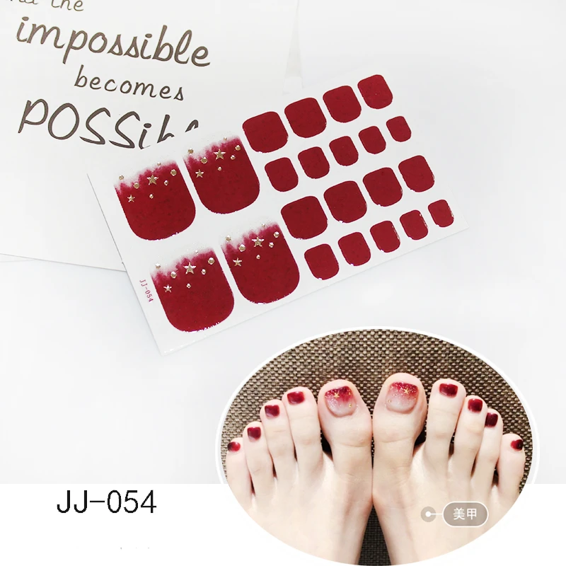 22tips/sheet Toe Nail Stickers Waterproof Fashion Wraps Art Full Cover Adhesive Foil Manicure Decals | Красота и здоровье