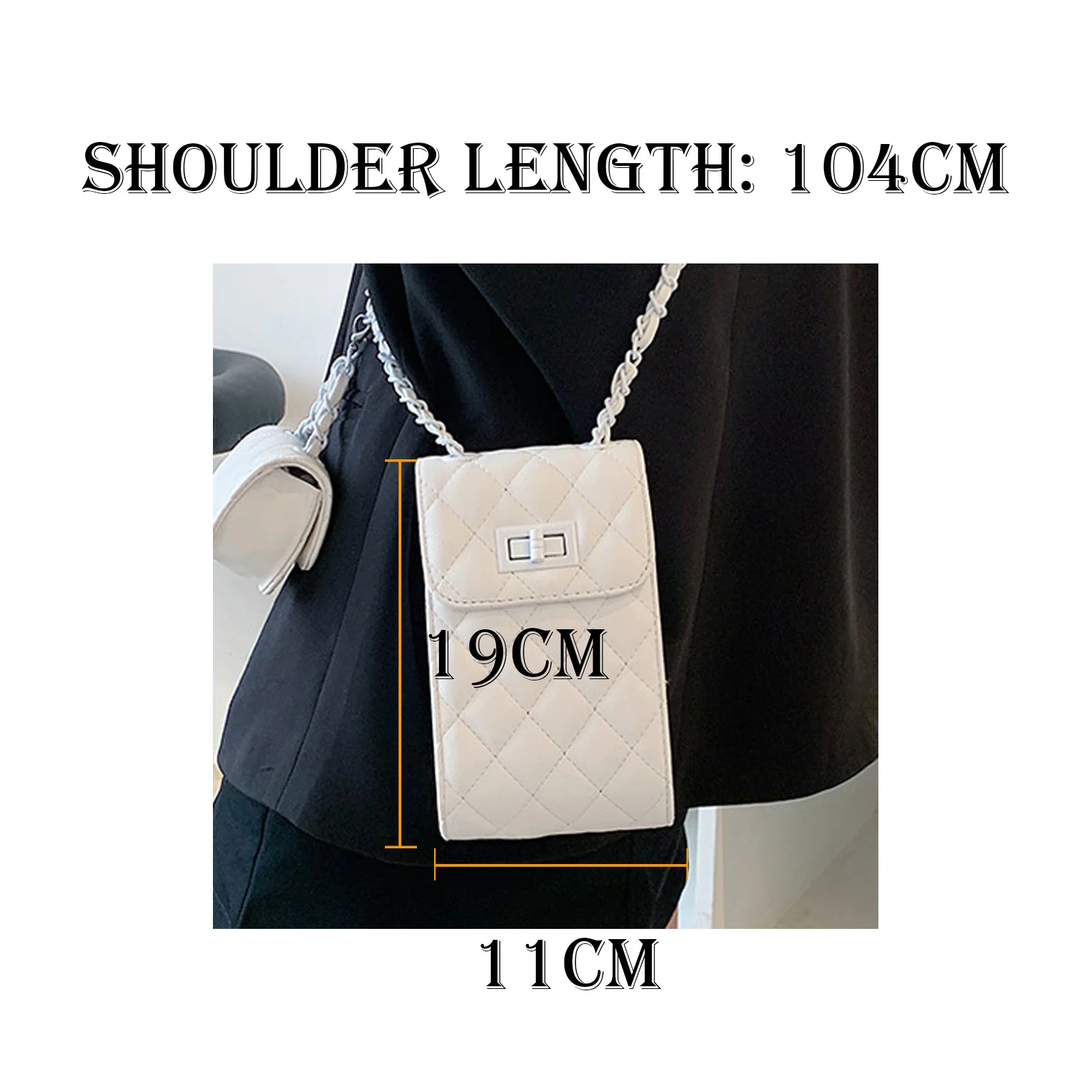 

2021 Women Phone Solid Color PU Leather Shoulder Bag Phone Plaid Hasp Metal Chain Wallet Handbag Pockets Girls Bag WB4178