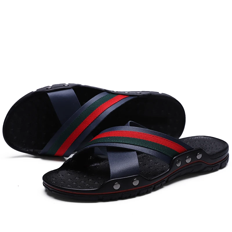 

2021 Summer Men's Outdoor Streak Slipper New Style Slippers Men Shoes Male Beach Sandals Fashion Home Slippers Floor Flip Flops