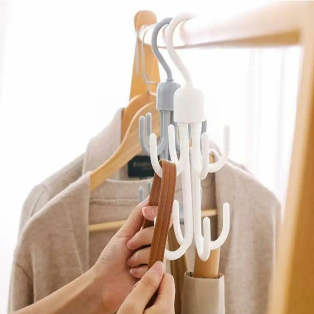 

8-Hooks Rotatable Storage Holder Rack Shoe Rack Hook Saver Towel Organizer Hanger Rack Belt Bedroom Clothes Tie Space Finis U2S2