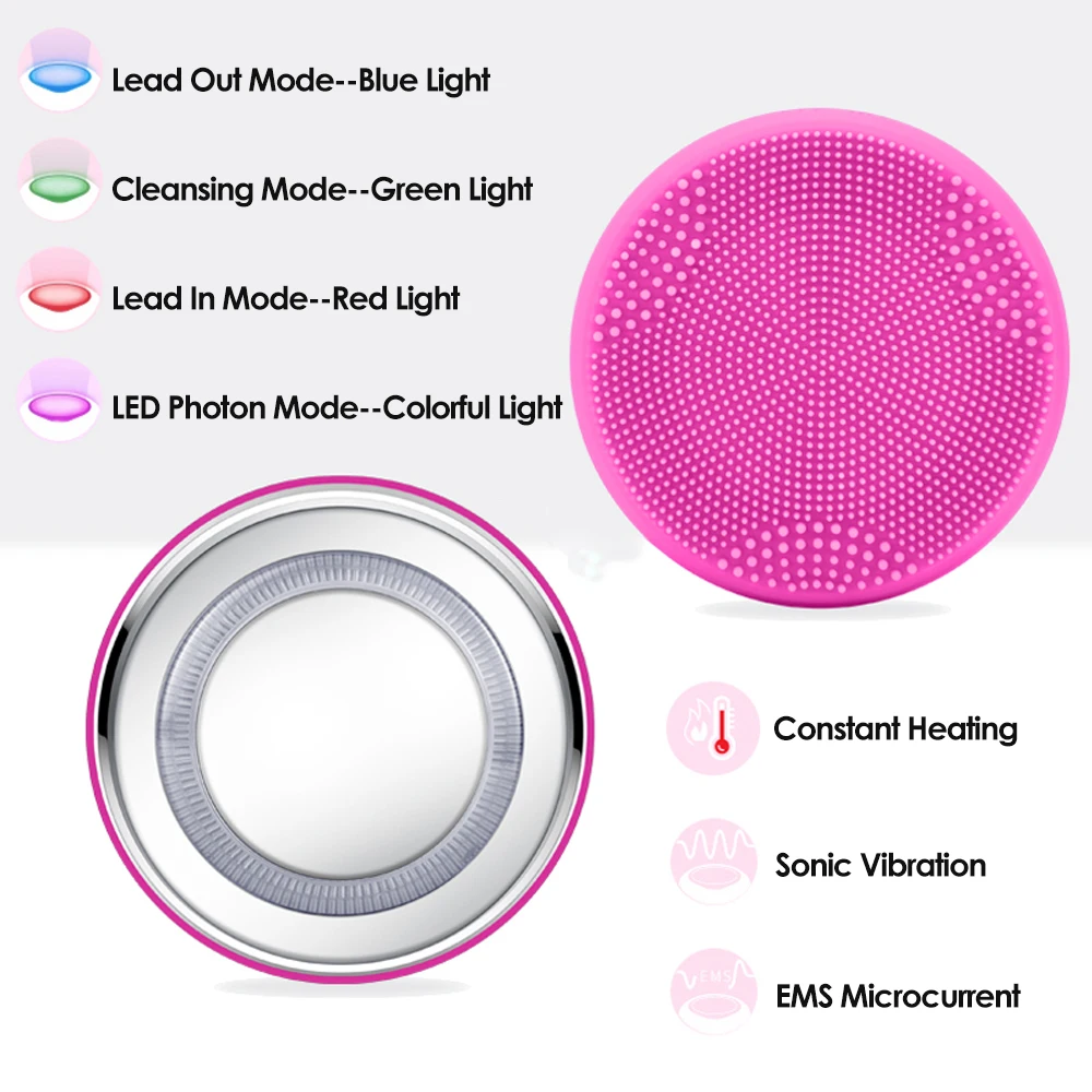 Electric Facial Cleansing Brush Ultrasonic Cleaning Silicone Face Massager Beauty Machine Blackhead Remover Deep Clean | Красота и