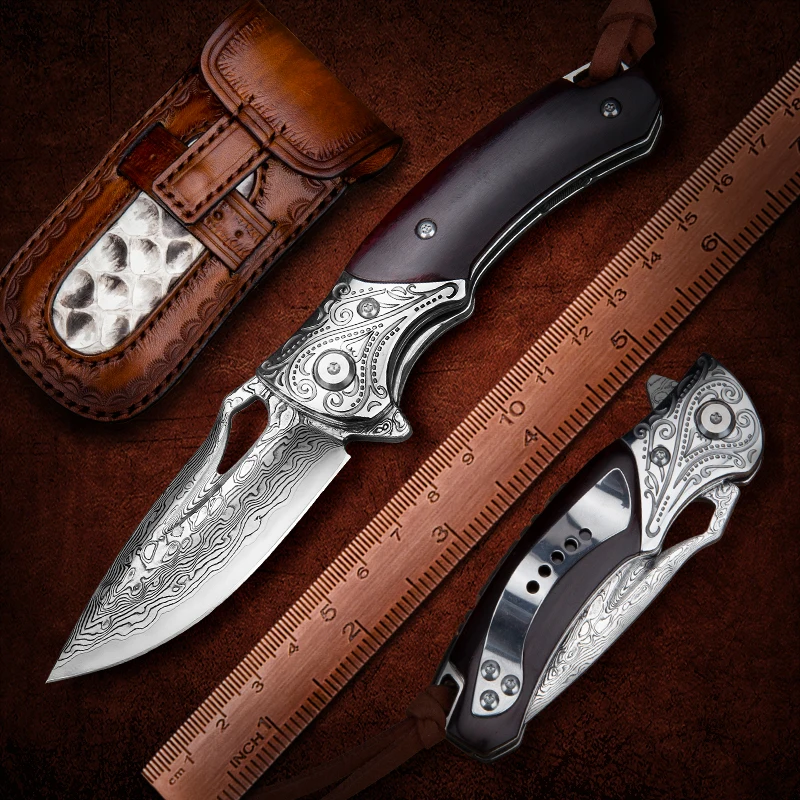 NEWOOTZ японский дамасский складной нож палисандр ручка с зажимом тактический