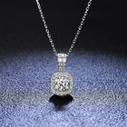 PT950 штампованные квадратный алмаз тест последние D Цвет Муассанит кулон ожерелье цепочка с крупными серебристыми 925 оригинального камня ожерелья для девочек