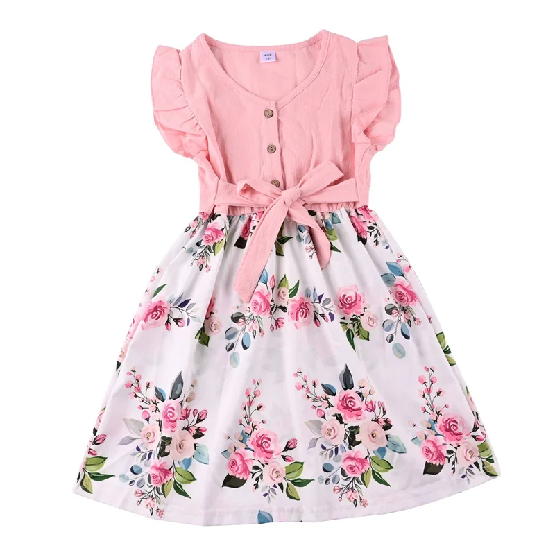 Lawadka/летние одинаковые комплекты для семьи Платья с цветочным рисунком Хлопковая