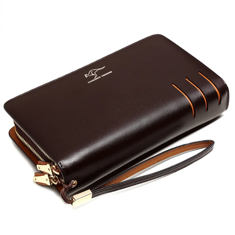 

New 2021 Genuine Leather Casual Men's Bag Leather Bag Men's Clutch Bag Double Zipper Clutch Bag Men's Bag Convenient Bag