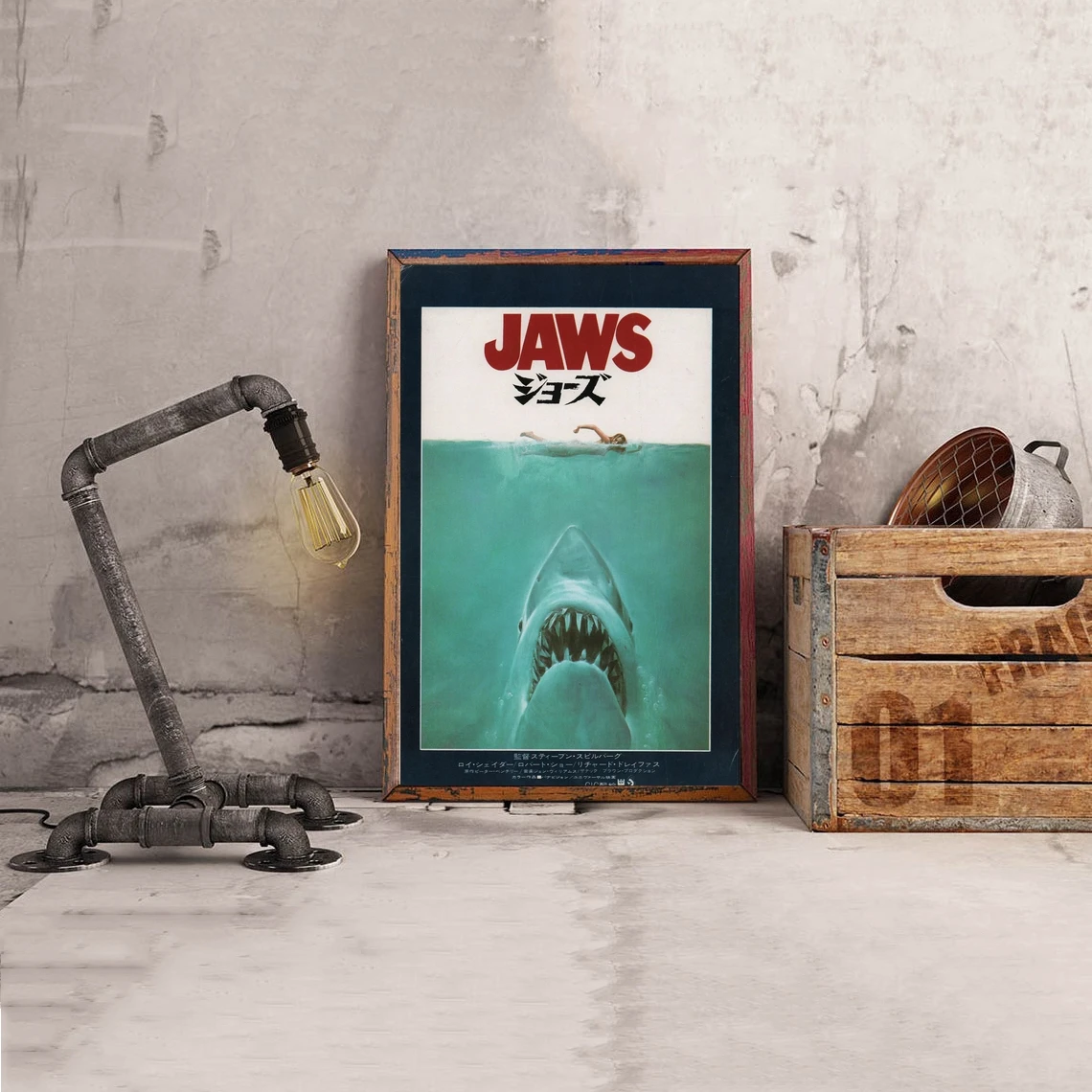 

Jaws 1975 Japanese Movie Poster Classic Vintage Retro Canvas Print Art Poster Wall Painting Home Decoration