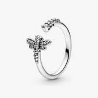 2020 new arrival 925 sterling silver sparkling dragonfly open ring for women engagement jewelry anniversary