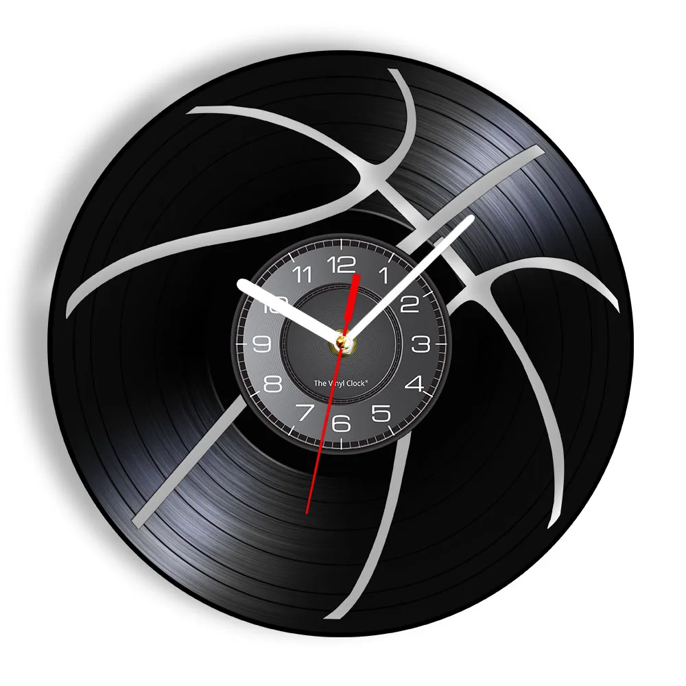 Basketball Sport Silhouette Sign Vinyl Record Wall Clock Hoop Dreams Silent Swept For Teen Room Exercise Artwork Home Decor