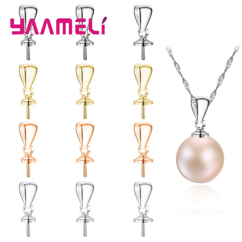 

925 Sterling Silver Bead Pearl Pendant Buckle Accesories Connector Findings Bead Caps For Jewelry Making Wholesale 100pcs/