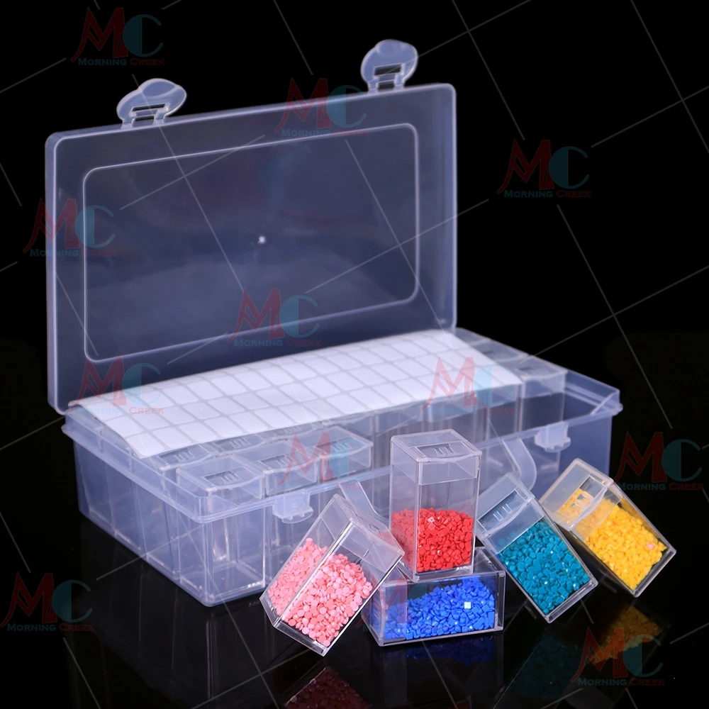 

32/64 Bottles Jar Square Diamond Painting Storage box Diamond Painting Accessories Beads Container Mosaic Storage boxes Tools
