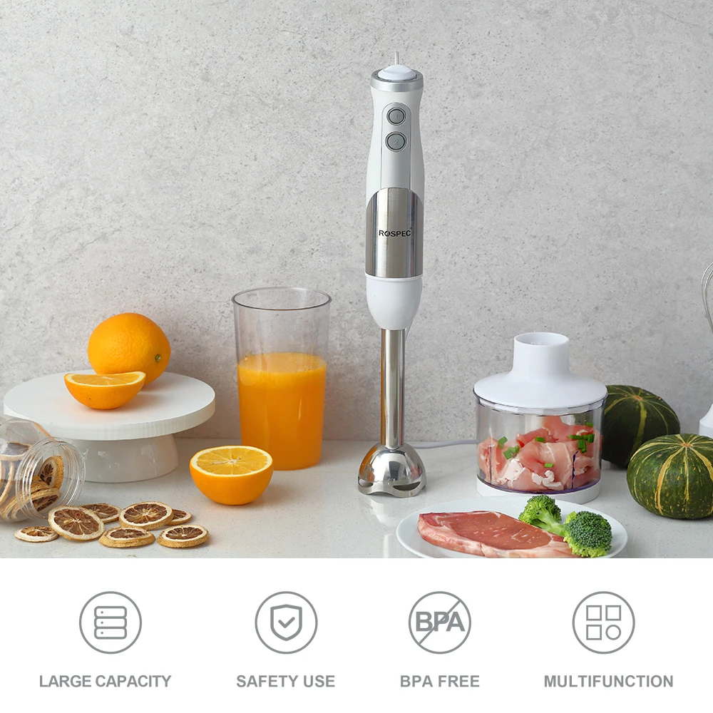 ROSPEC 4 in 1 800W Immersion Hand Stick Blender Electric Vegetable Mixer Kitchen Meat Grinder Fruit Food Chopper Whisk Smoothie | Бытовая