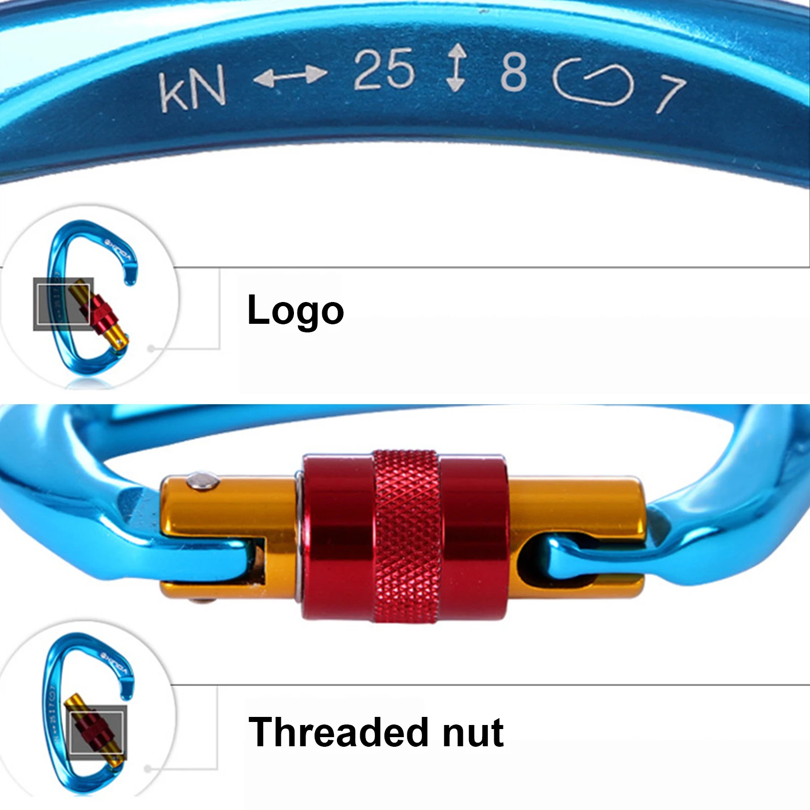 

Outdoor Rock Climbing Carabiner 25K Lock D-shape Mountaineering Caving Security Buckle Carabiner Hook Outdoor Climbing Equipment