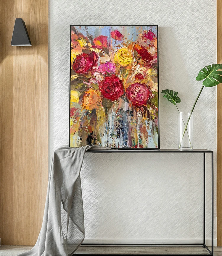 100% ручной Краски ed Абстрактная живопись цветы Картина маслом на холсте искусство