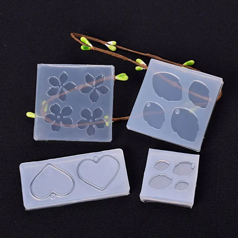 

4Pcs Flower Leaves Pendant Resin Mold Slilcone UV Resin Mold Jewelry Making Tool