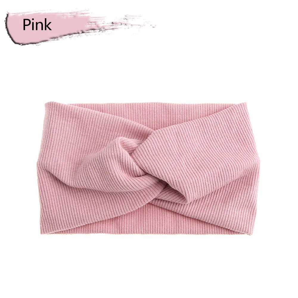 Pink Новое поступление, модные женские мягкие шерстяные плетеные повязки на голову, милые теплые головные уборы для девушек, женские корейские винтажные аксессуары для волос - Цвет: Pink