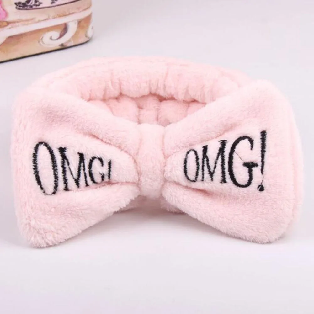 Повязка на голову женская однотонная эластичная с надписью OMG |