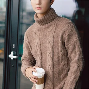 Men's Turtleneck Sweater Men's Korean Style Loose Lazy Lapel Knit Sweater Early Winter 2021 Thick Sweater Brand Men's Clothing 10 item image