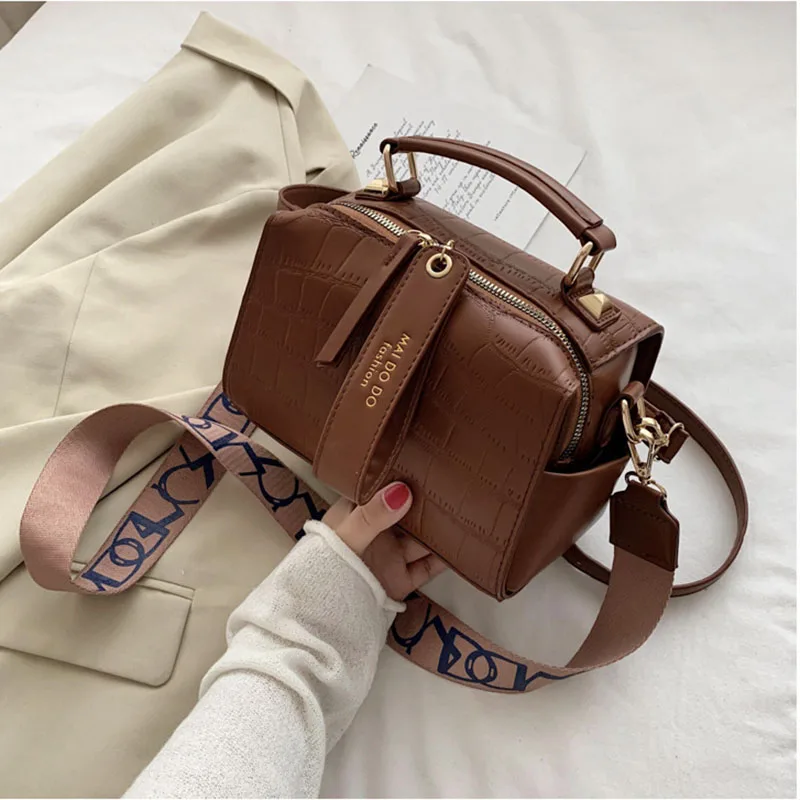

High Quality Luxury Pu Leathet Handbags for Women Vintage Wide Strap Female Treavl Shoulder Crossbody Bags 2022 Bolsa