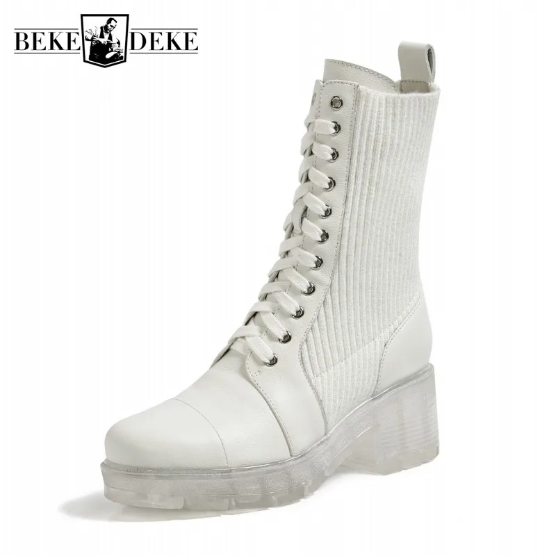 Вязаные носки в стиле пэчворк Женские ботинки из натуральной воловьей кожи на