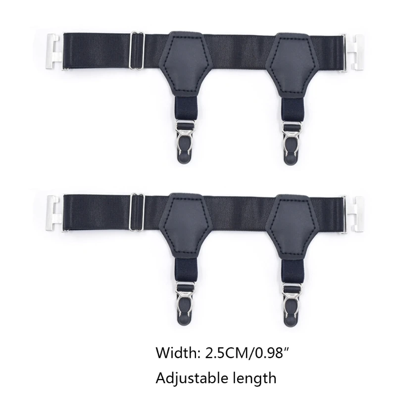 

1 Pair Men Women Black Socks Suspenders with Double Calabash Buckle Elastic Adjustable Non-Slip Stockings Garters Belt