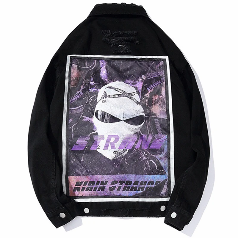 Джинсовые куртки в стиле хип-хоп Мужская Уличная одежда модная джинсовая куртка