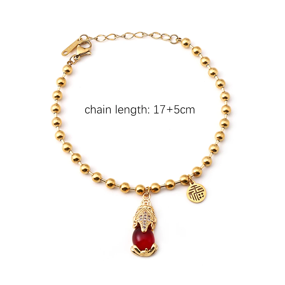 Женский браслет из нержавеющей стали с бусинами вечерние в китайском стиле -