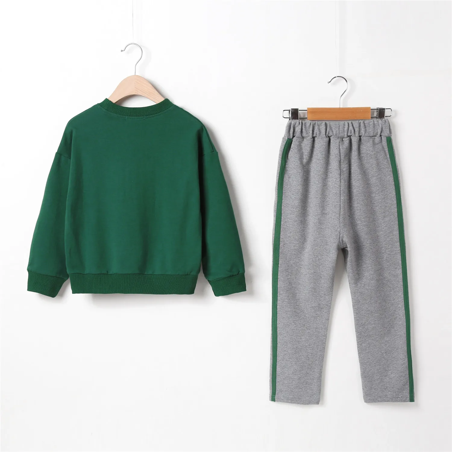 New Girls Dark Green Sweater Plus Long Pants Set for Toddler Girls Casual Children Clothes 10 Years Girl Sports Outerwear