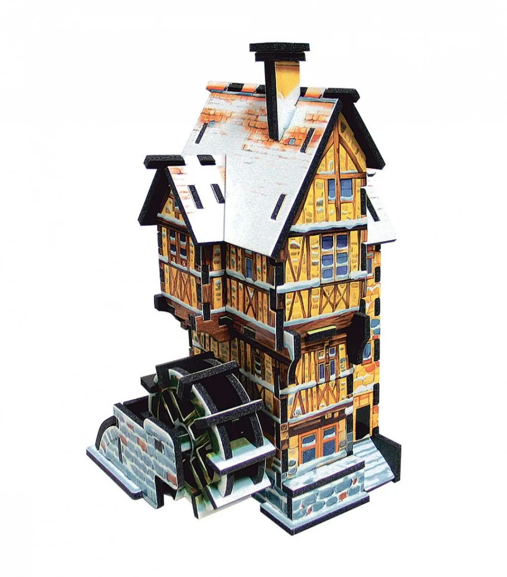 Объемный пазл Сборная игрушка Водяная мельница - зима Формат midi Umbum 128-02 | Игрушки и