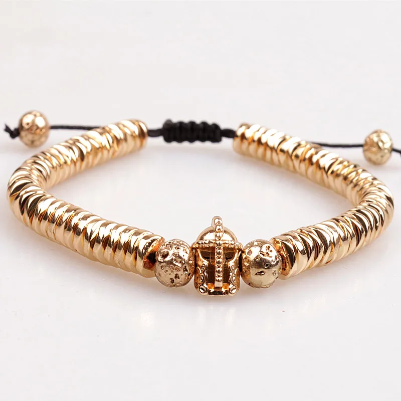 Браслет золотого цвета Спартанский рыцарь шлем браслет из гематита с бусинами