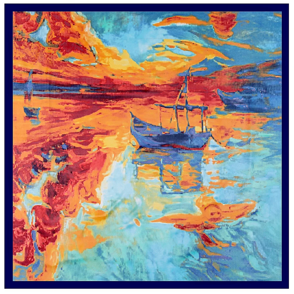 Van Gogh 90CM Generous Scarf Free Shipping Silk Fabric Women's Headscarf Wrap |