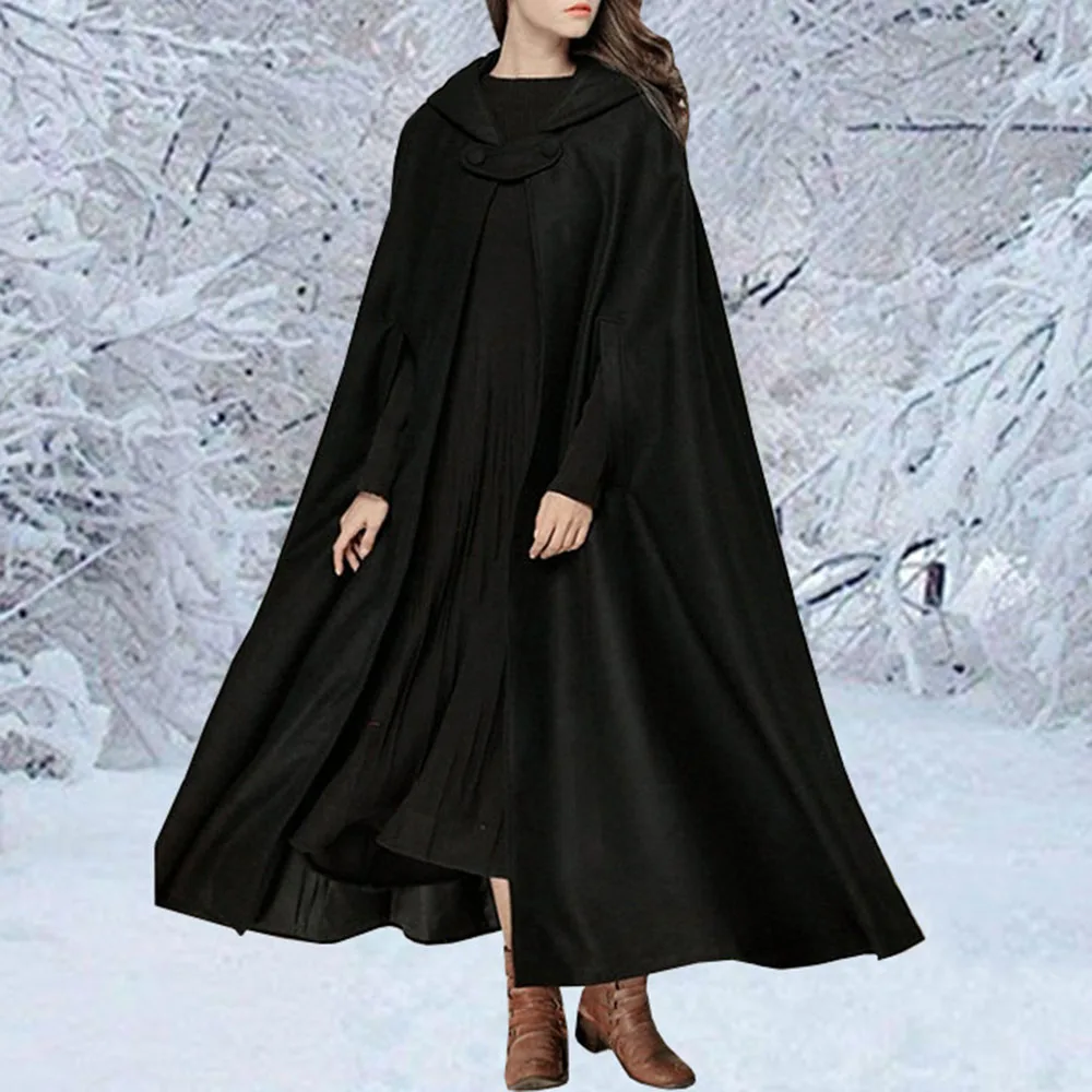 Женская накидка в готическом ретро стиле однотонная женская с капюшоном