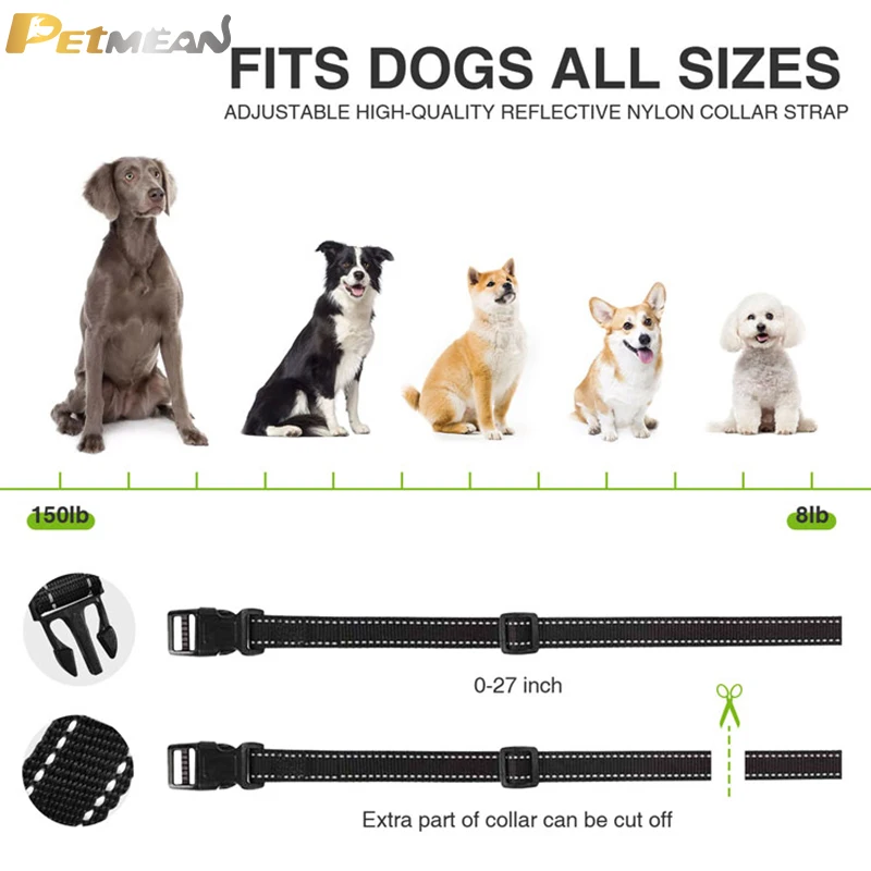 

Dog Anti Bark Collar 5 Level Adjustable Shock Static Vitration Beep Training For All Small Dogs Waterproof Rechargeable Device