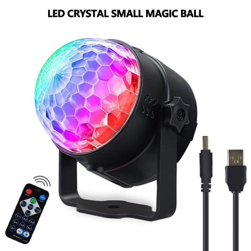 3 Вт мини USB зарядка звуковая активация Вращающийся Диско шар Светодиодные