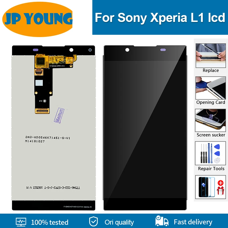 Оригинальный ЖК-дисплей 5,5 дюйма для SONY Xperia L1 G3312 G3311 G3313, ЖК-дисплей с сенсорным экраном и дигитайзером для Sony L1, ЖК-дисплей с рамкой