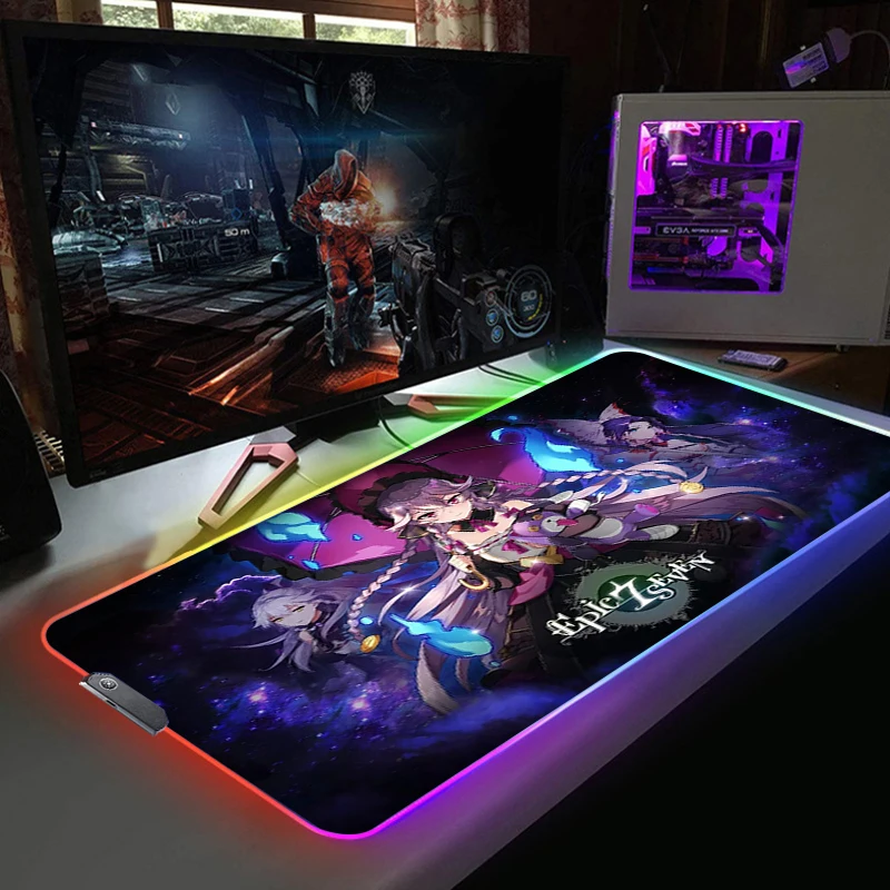 Игровой коврик для мыши с RGB-подсветкой Epic Seven компьютерной аниме светодиодный