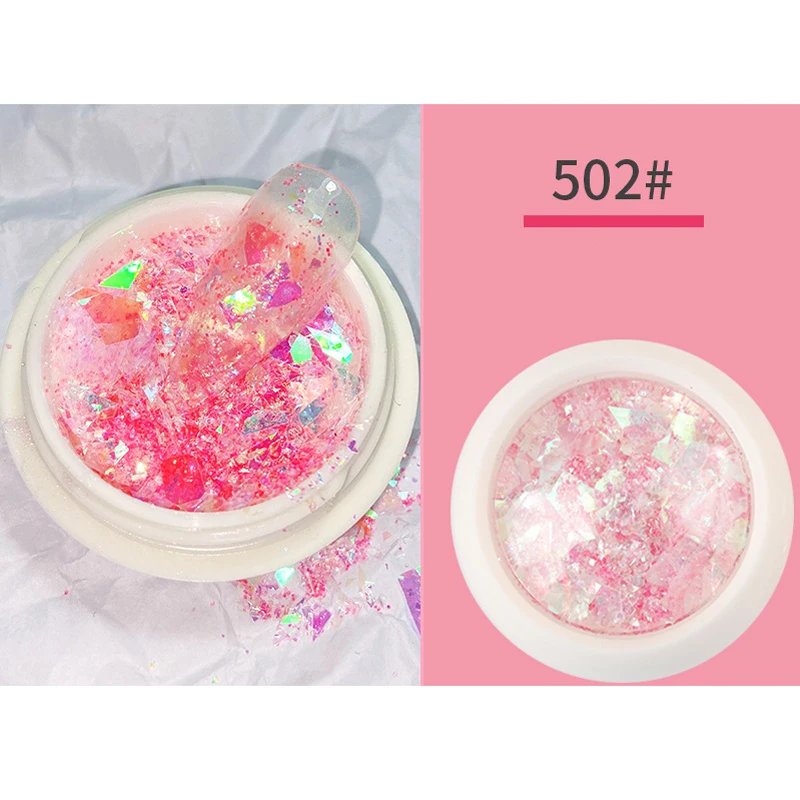 

3D Laser Opal Nail Glitter Aurora Holographic Flakes Mermaid Shinny Sequins Powder For Nails Art Design Japanese Style Manicure