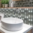 10*10 см ПВХ-наклейка для плитки, клейкая черная Водонепроницаемая мозаика для кухни и ванной, самоклеящаяся настенная наклейка, украшение для дома # LR3