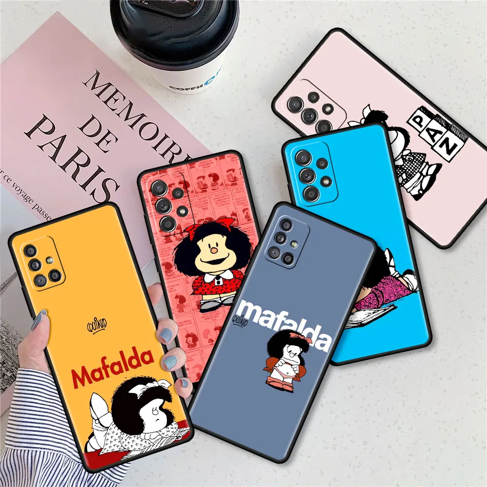 

Soft Case for Samsung A51 A12 A52 A21s A71 Phone Capa For Galaxy A32 A31 A02s A72 A11 A41 A22 A03s Cover Cute Girl Mafalda