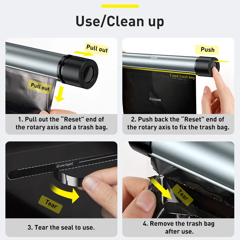 Baseus Car Organizer Rear Seat Back Trash Bag Metal Auto Storage Garbage Bags for Headrest Accessories | Автомобили и мотоциклы