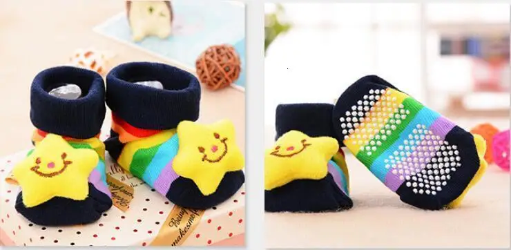 Kawaii/1 пара; хлопковые носки для малышей; нескользящие носки-тапочки с резиновой подошвой для детей ясельного возраста; сезон осень-весна; модные носки с милыми рисунками животных для новорожденных