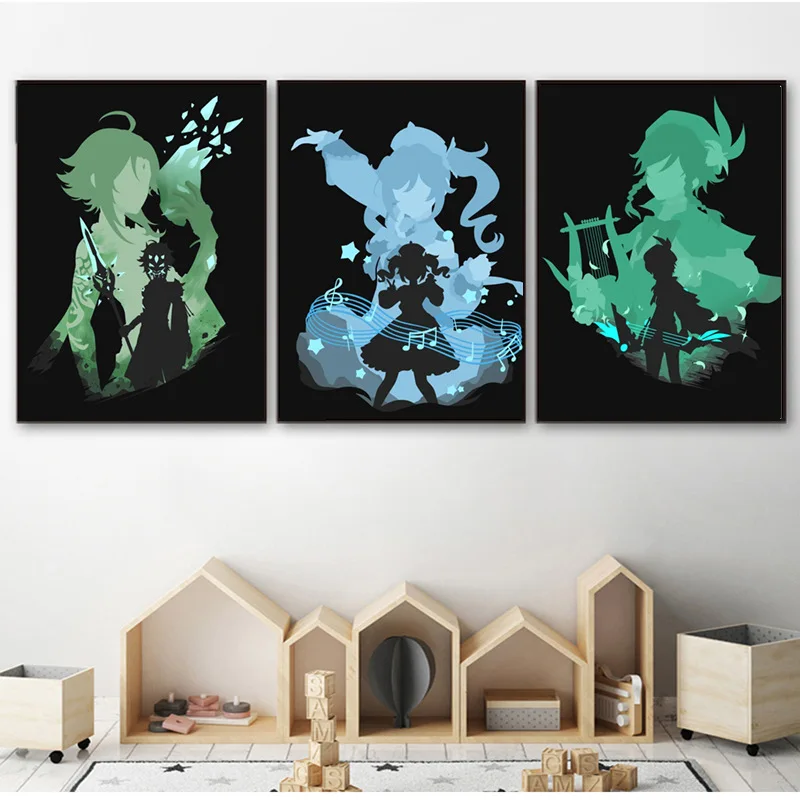 

Genshin Impact Account Game Anime Poster Canvas Oil Painting With Frame Art Painting Canvas Living Room Decor Painting 9125