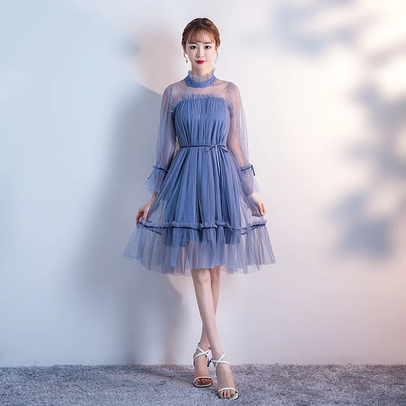 Синие Элегантные платья невесты вечернее свадебное платье до колена плюс размер