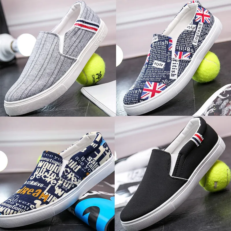 

Print Canvas Sneakers Men Flat Soft Sport Shoes Large Size Men's Casual Shoes Multi-colors 2021 Boys School Shoes Summer