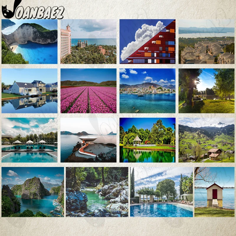 

Nordic Seaside Landscape Diamond Painting 5D Diy Wall Art Aegean Sea Flower Sea Diamond Mosaic Poster Room Home Decoration Gift