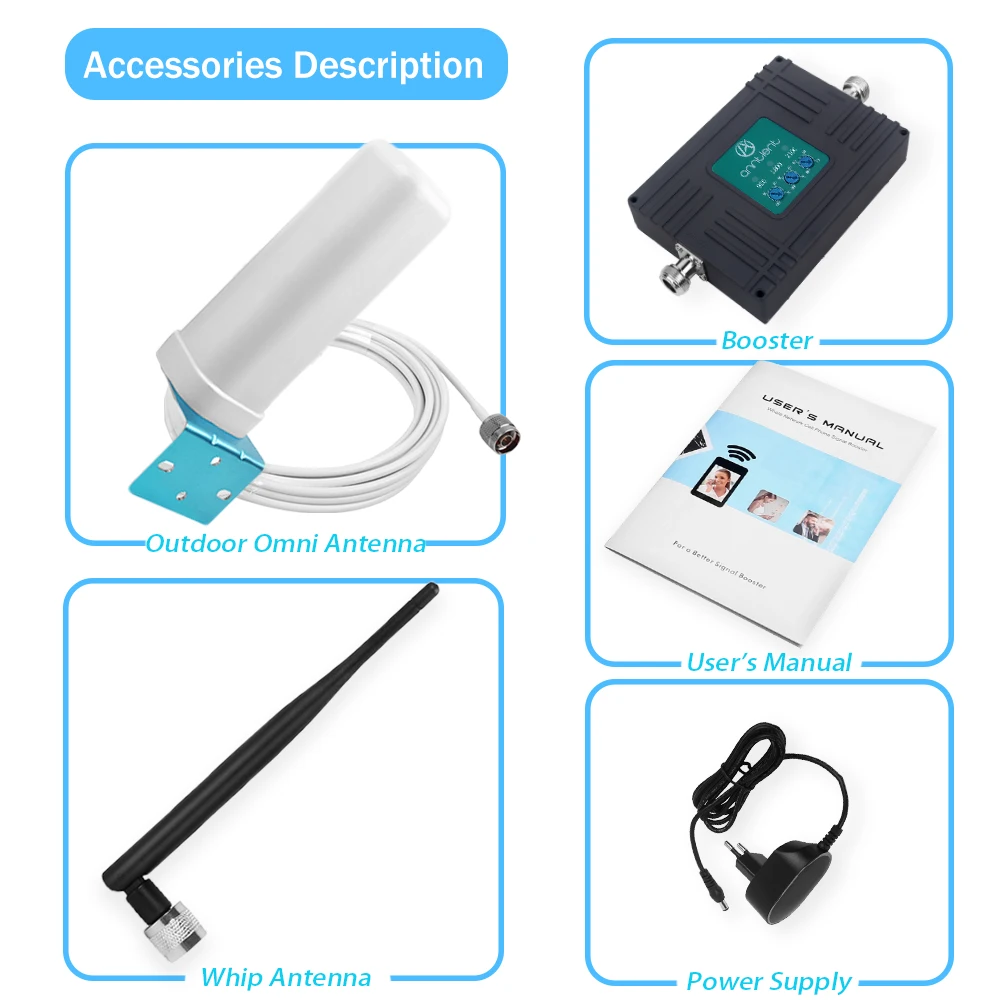 

2G 3G 4G Tri-Band Cellular Signal Amplifier GSM 900 1800 3G UMTS 2100 4G LTE 1800 70dB Cell Phone Signal Booster Amplifier Kit