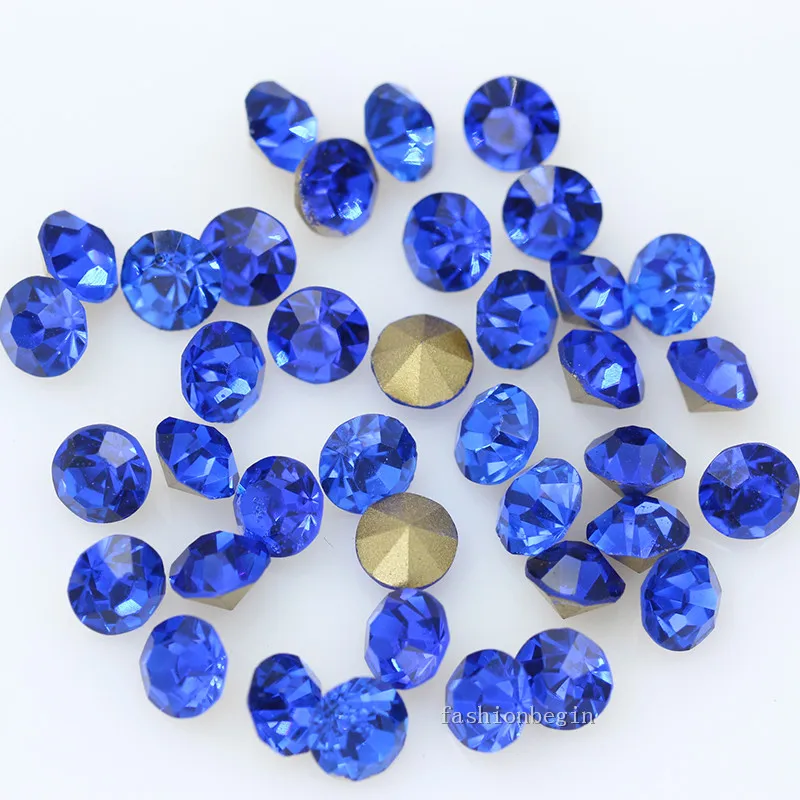 sapphire 144/1440p ss19 круглый цвет с заостренным фольгированным дном назад Чешский кристалл дизайн ногтей Стразы Драгоценности ремонт одежды стекло шатон СТРАЗА камень - Цвет: sapphire
