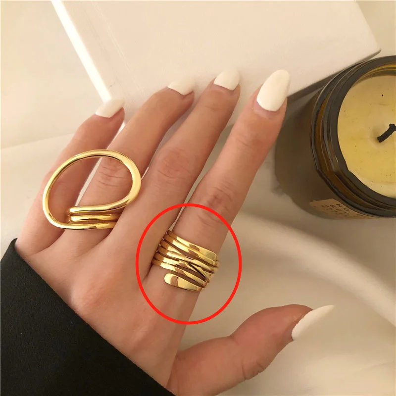 

CANZE New Korean Style Vintage Ring Woman Trend Pig Nose Chain Ring Adjustable Index Finger Ring Jewelry